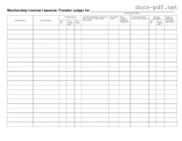 Membership Ledger Form in PDF