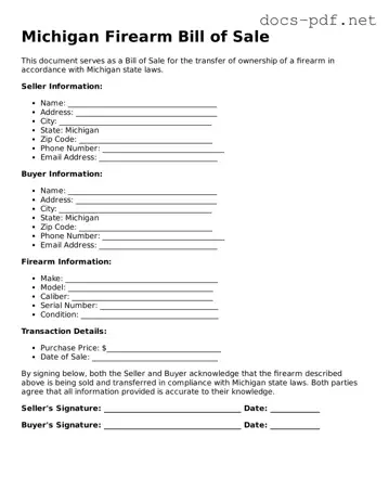 Official  Firearm Bill of Sale Form for Michigan