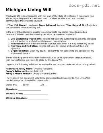 Official  Living Will Form for Michigan