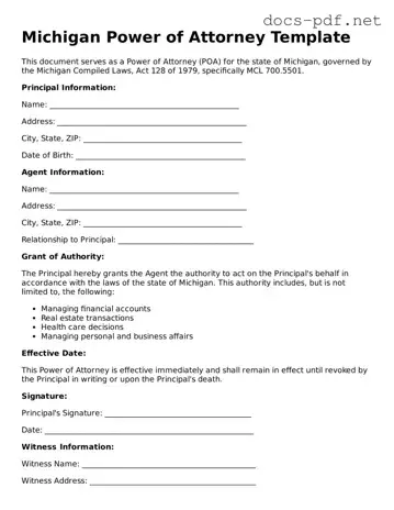 Official  Power of Attorney Form for Michigan