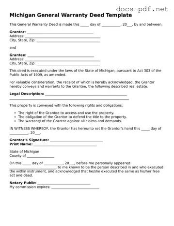Official  Deed Form for Michigan