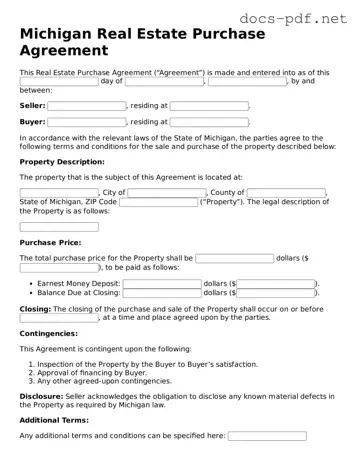 Official  Real Estate Purchase Agreement Form for Michigan