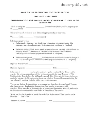 Miscarriage Discharge Paper Form in PDF