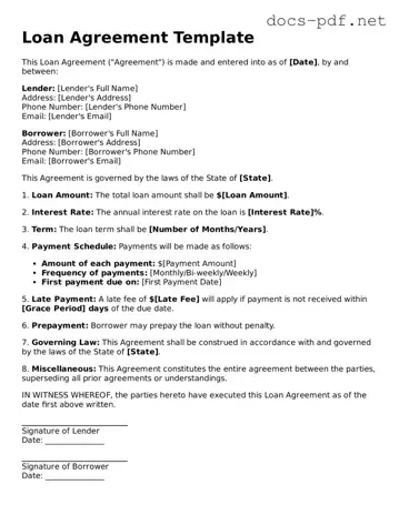 Free Loan Agreement Document