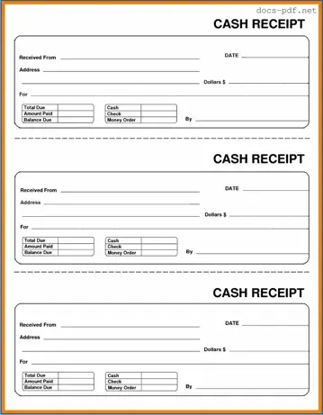 Cash Receipt Form in PDF