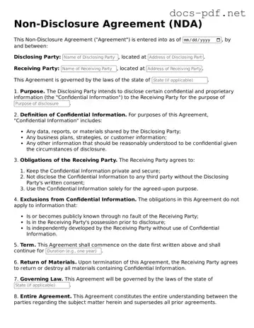 Free Non-disclosure Agreement Document