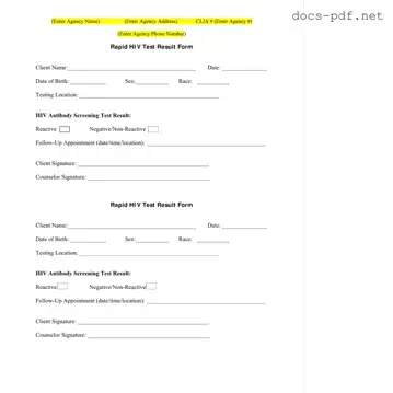 Negative Hiv Test Form in PDF