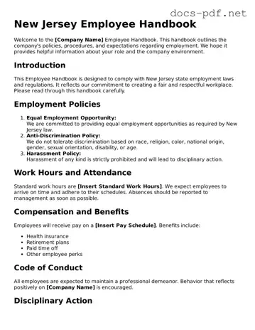 Official  Employee Handbook Form for New Jersey