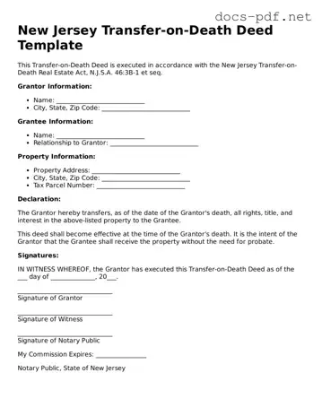 Official  Transfer-on-Death Deed Form for New Jersey