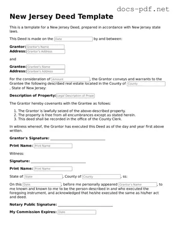 Official  Deed Form for New Jersey