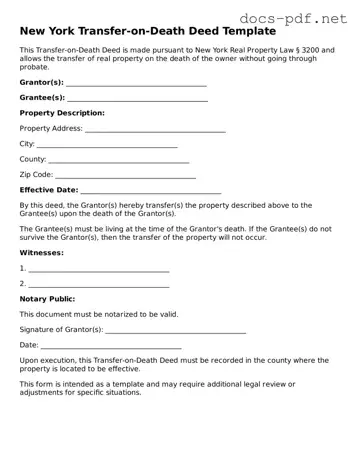 Official  Transfer-on-Death Deed Form for New York