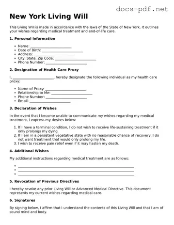 Official  Living Will Form for New York