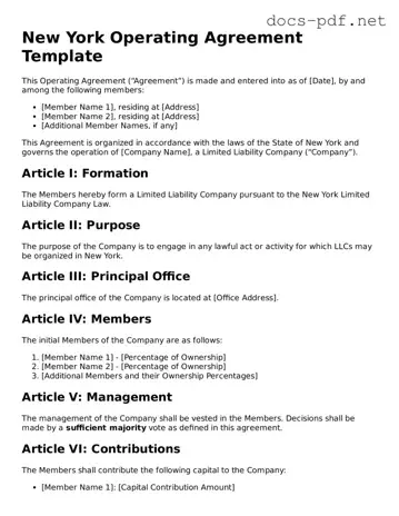 Official  Operating Agreement Form for New York