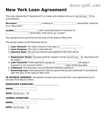Official  Loan Agreement Form for New York