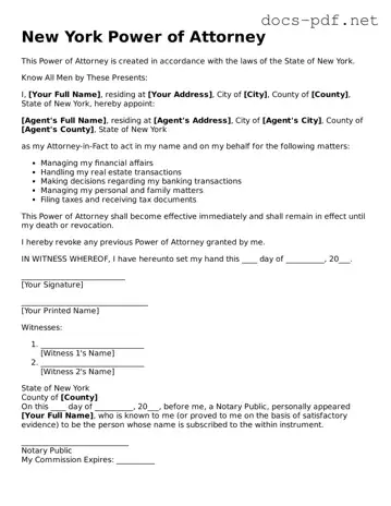Official  Power of Attorney Form for New York