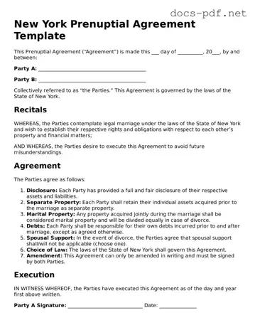 Official  Prenuptial Agreement Form for New York