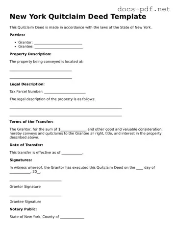 Official  Quitclaim Deed Form for New York