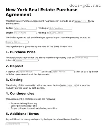 Official  Real Estate Purchase Agreement Form for New York