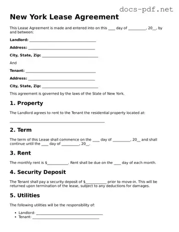 Official  Lease Agreement Form for New York