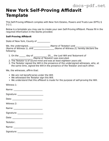 Official  Self-Proving Affidavit Form for New York