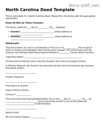 Official  Deed Form for North Carolina