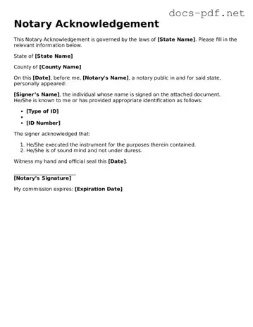 Free Notary Acknowledgement Document