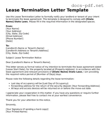 Free Lease Termination Letter Document