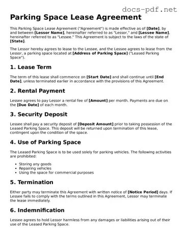 Free Parking Space Lease Agreement Document