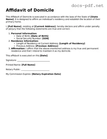 Free Affidavit of Domicile Document