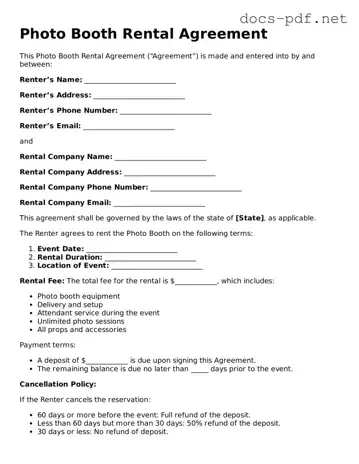 Free Photo Booth Rental Agreement Document