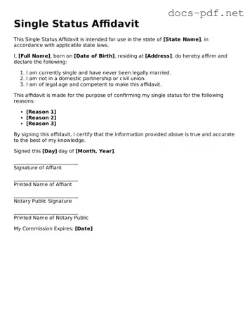 Free Single Status Affidavit Document