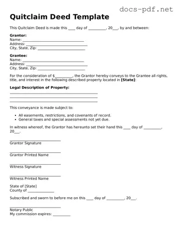 Free Quitclaim Deed Document