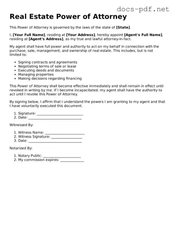 Free Real Estate Power of Attorney Document