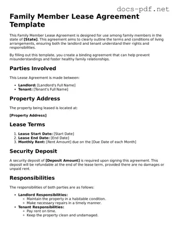 Free Family Member Lease Agreement Document