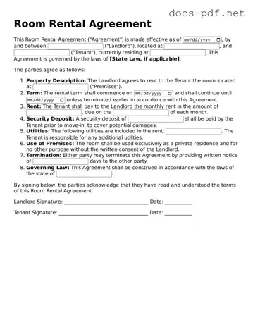 Free Room Rental Agreement Document