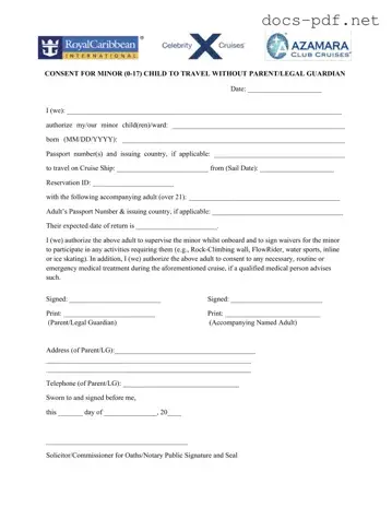Royal Caribbean Parental Consent Form in PDF
