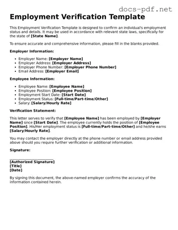Free Employment Verification Document