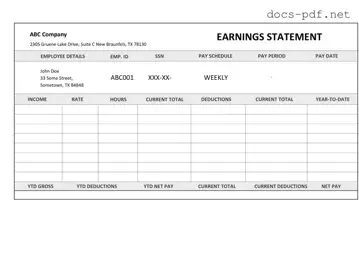 Independent Contractor Pay Stub Form in PDF