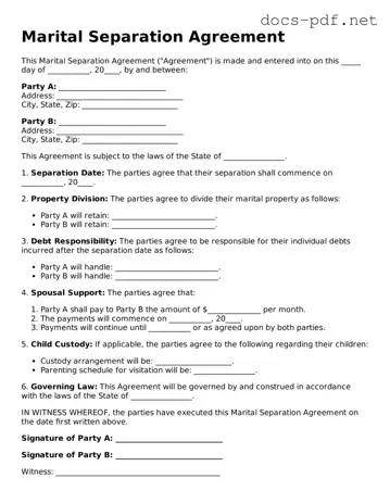 Free Marital Separation Agreement Document