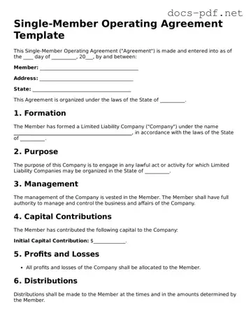 Free Single-Member Operating Agreement Document