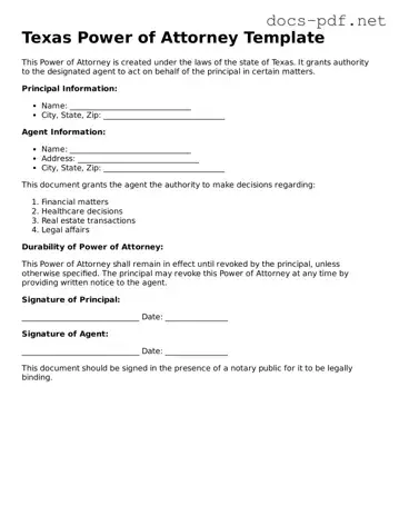 Official  Power of Attorney Form for Texas