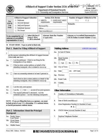 USCIS I-864 Form in PDF