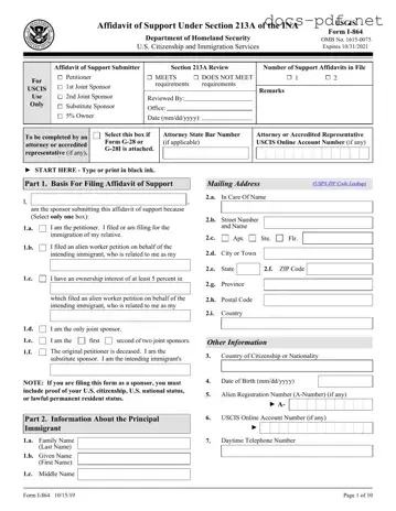 USCIS I-864 Form in PDF