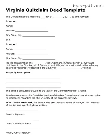 Official  Quitclaim Deed Form for Virginia