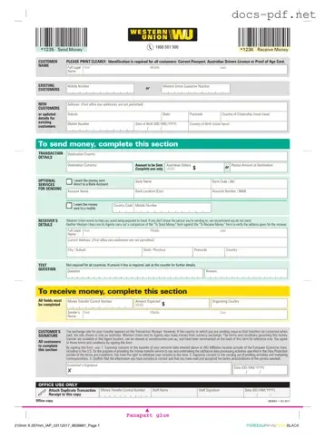 Western Union Form in PDF