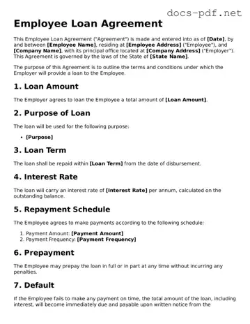 Free Employee Loan Agreement Document
