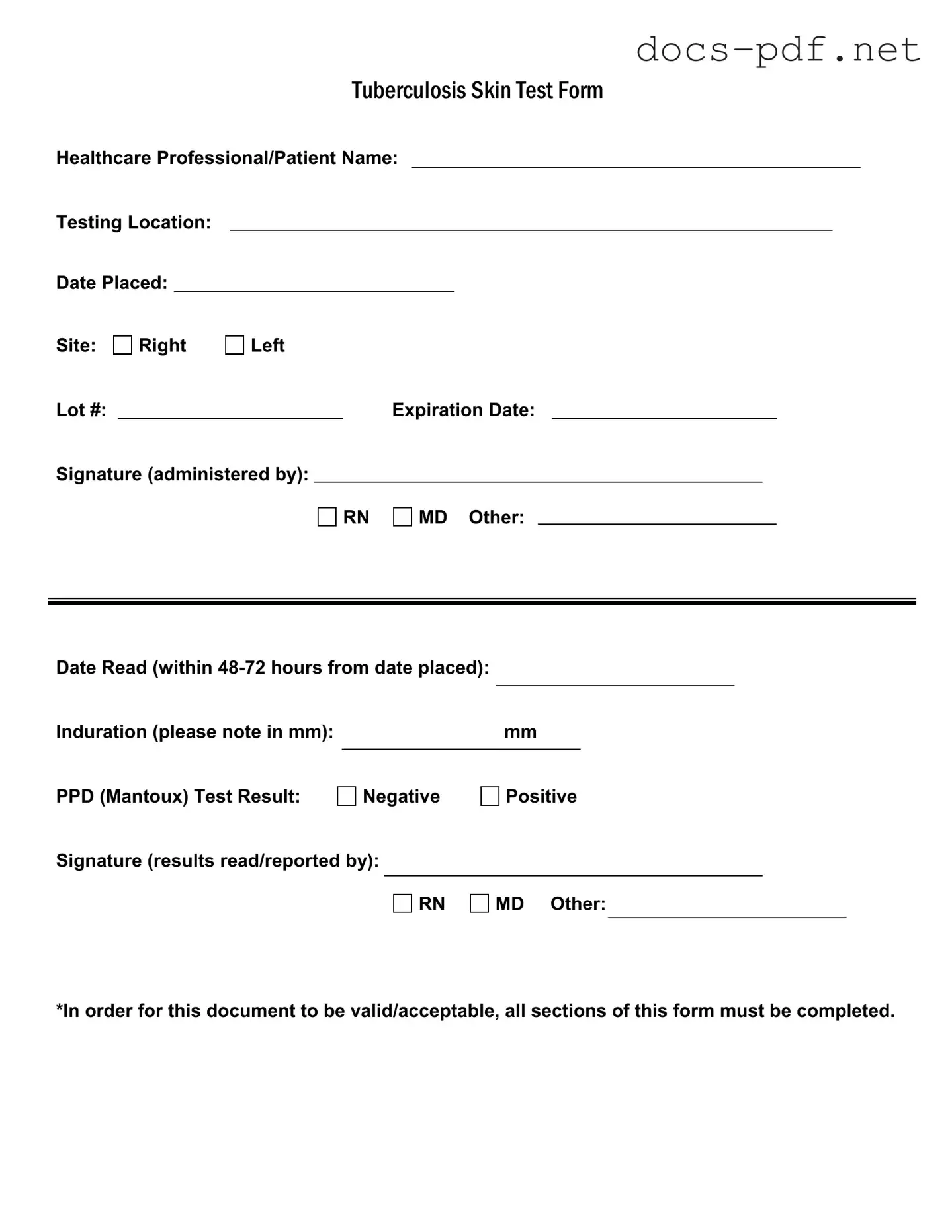 Tb Test Form in PDF