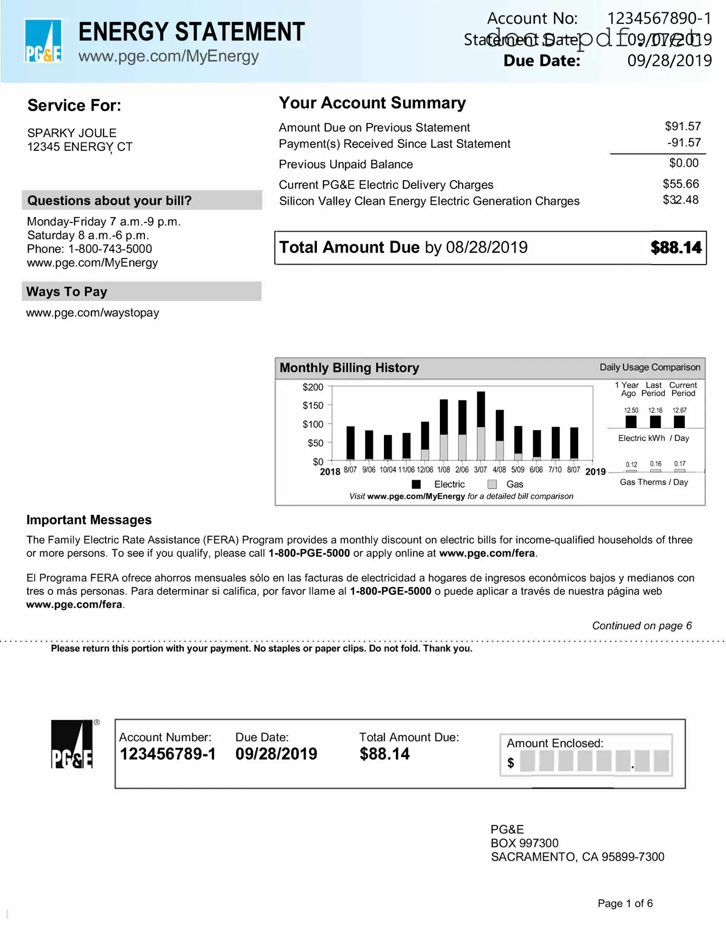 Utility Bill Form in PDF
