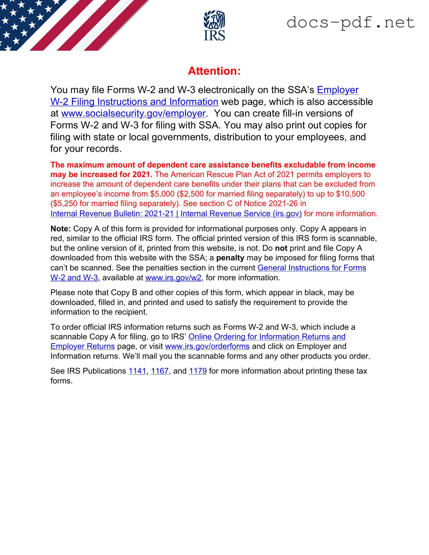 IRS W-2 Form in PDF