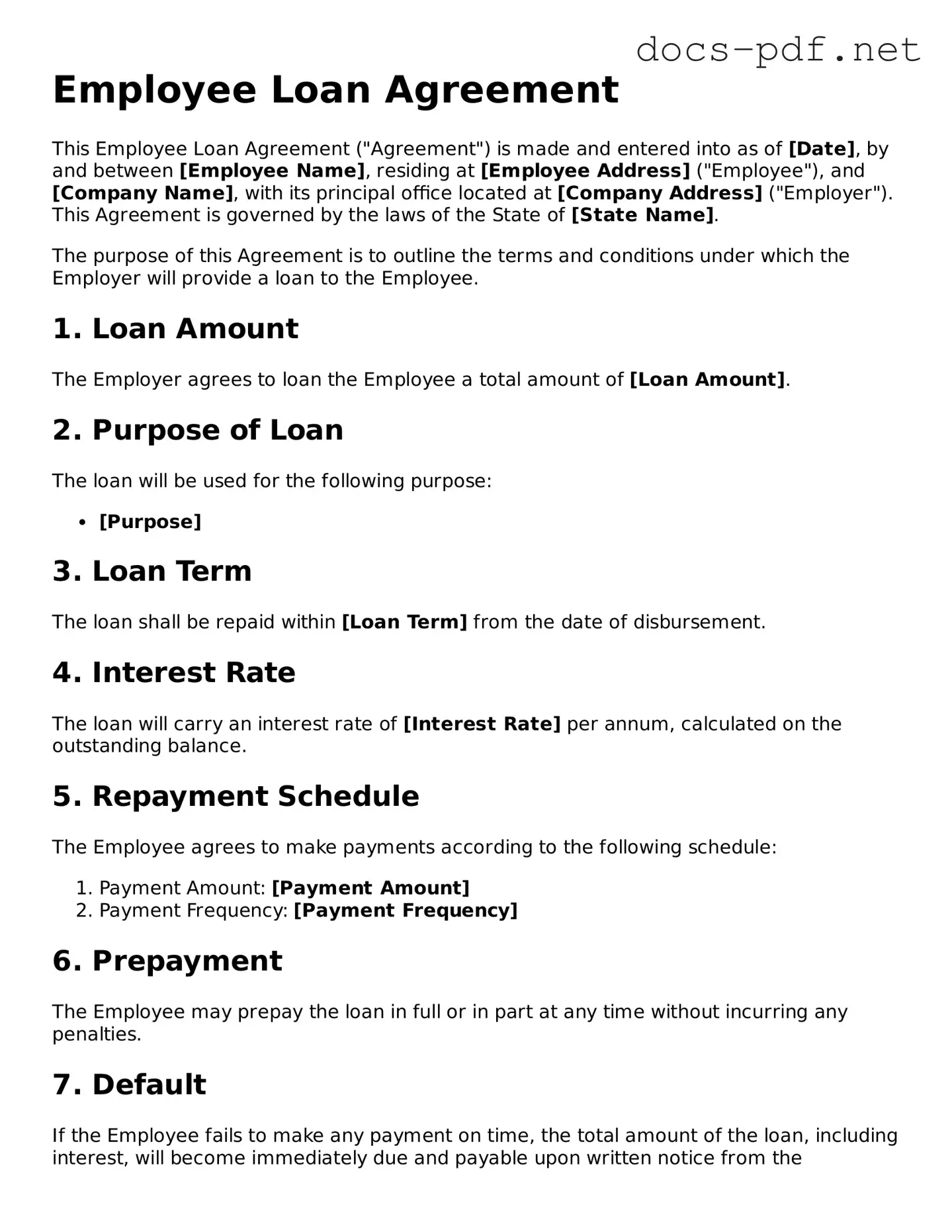 Free Employee Loan Agreement Document